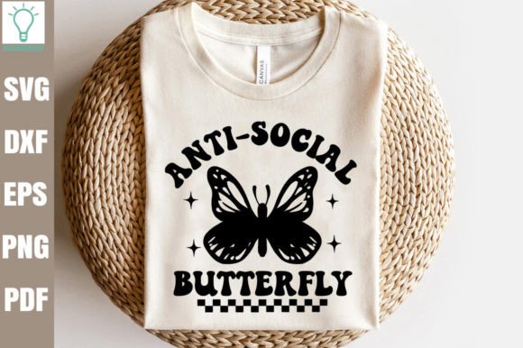 Anti-social Butterfly Retro SVG Graphics for Crafts