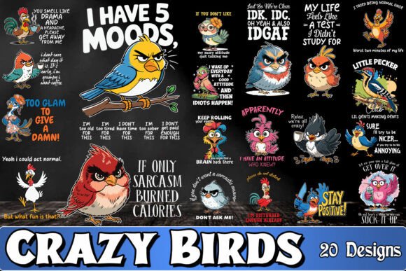 Sarcasm Crazy Bird SVG Bundle for Graphics and Crafts